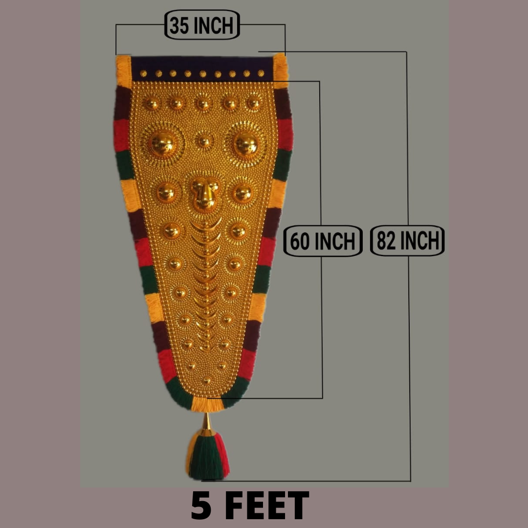 5 Feet Nettipattam (Caparison) 100% Handcrafted Polymer Gold Finish Wall Decor for Living Room by Skilled Kerala Artisans