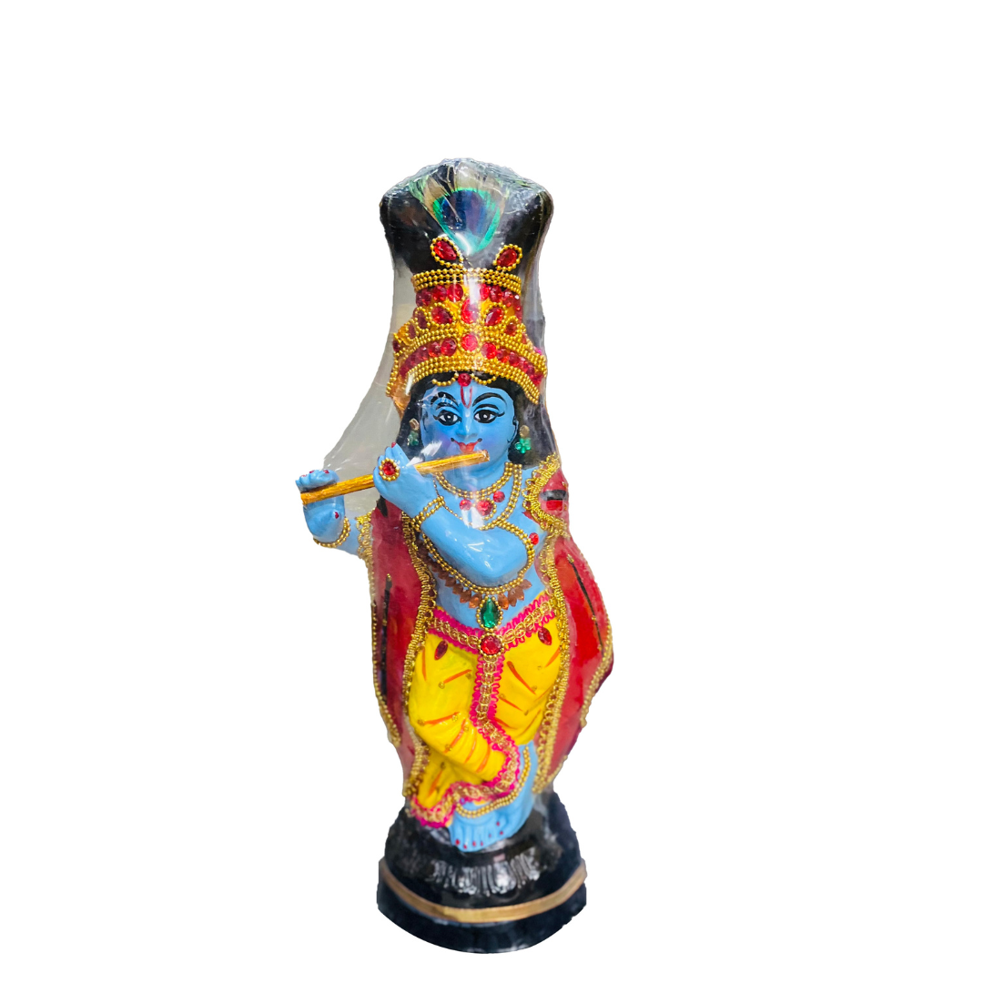 Sree Krishna Idols in Fiber with Flute and Complete Ornaments for House Warming Function.