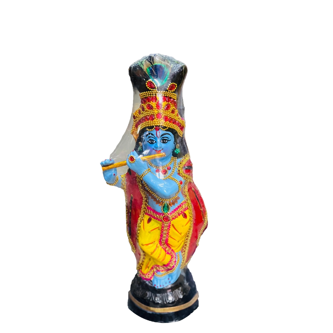 Sree Krishna Idols in Fiber with Flute and Complete Ornaments for House Warming Function.