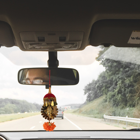 Double-Sided car Hanging Ganesha with Umbrella