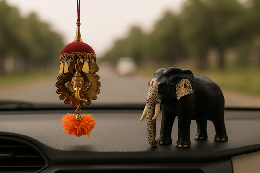 3-Inch Elephant Miniature & Double-Sided car Hanging Ganesha