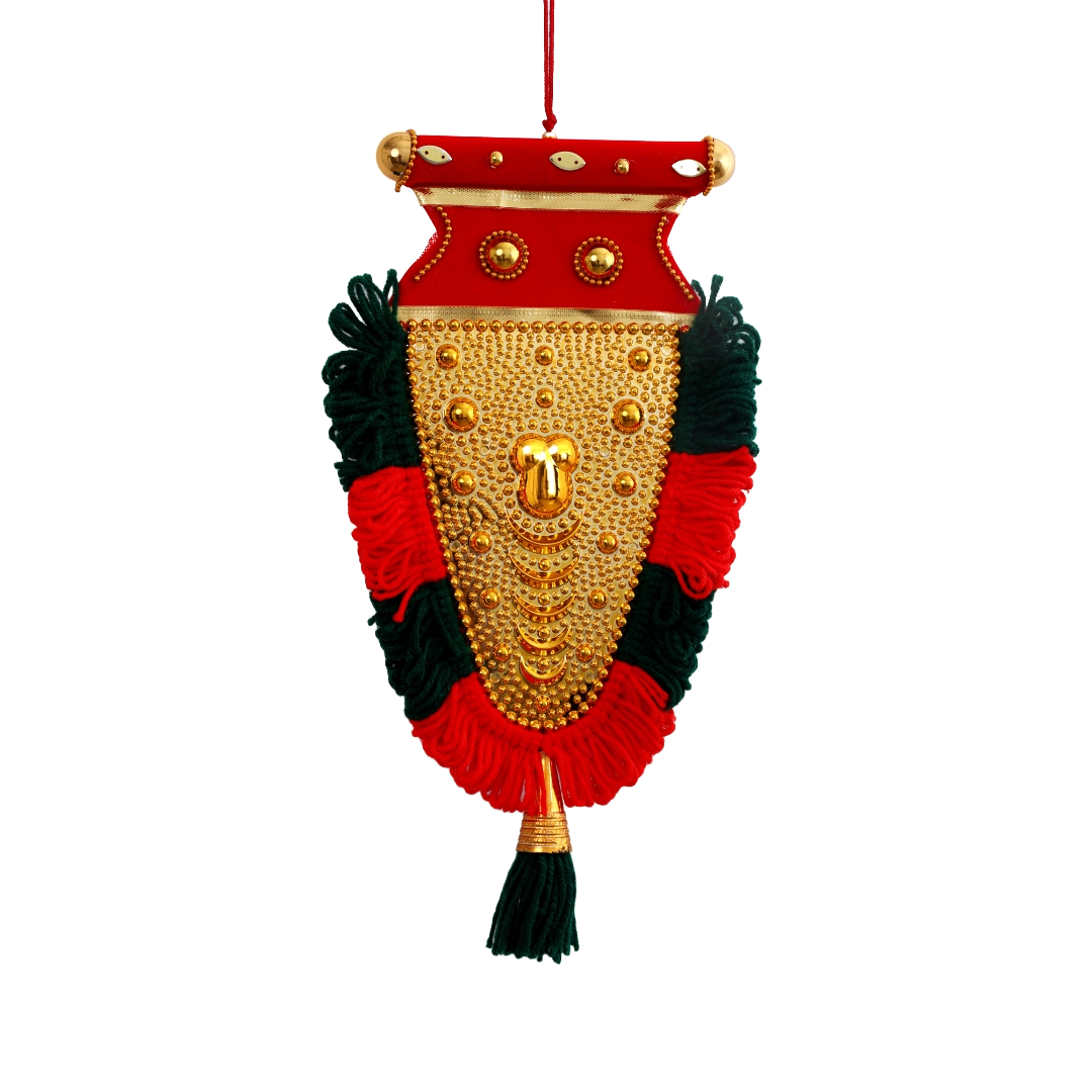 30 CM Nettipattam (Caparison), 100% Hand Crafted Polymer Golden Finish Wall Hanging Netipattom by Trained and Experienced Artisans from Kerala.