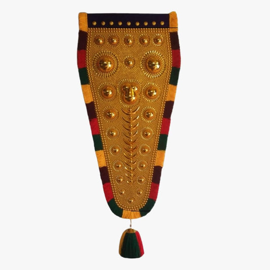 5 Feet Nettipattam (Caparison) 100% Handcrafted Polymer Gold Finish Wall Decor for Living Room by Skilled Kerala Artisans