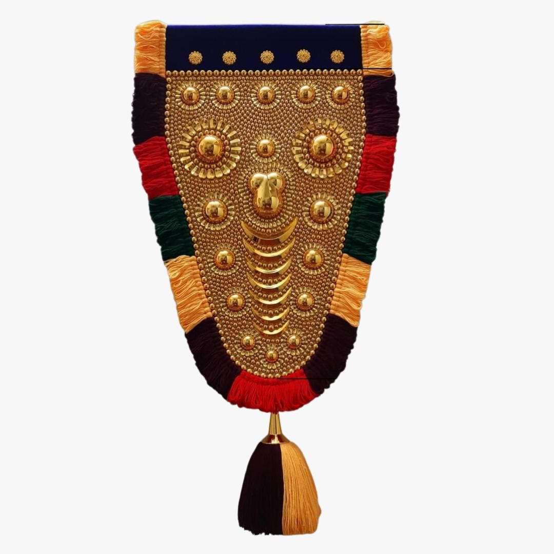 2 Feet Nettipattam (Caparison) 100% Handcrafted Polymer Gold Finish Wall Decor for Living Room by Skilled Kerala Artisans
