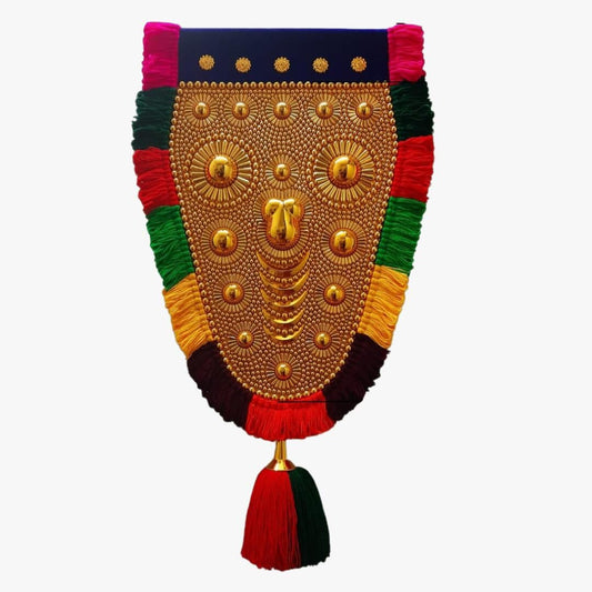 2 Feet Nettipattam (Caparison) 100% Handcrafted Polymer Gold Finish Wall Decor for Living Room by Skilled Kerala Artisans