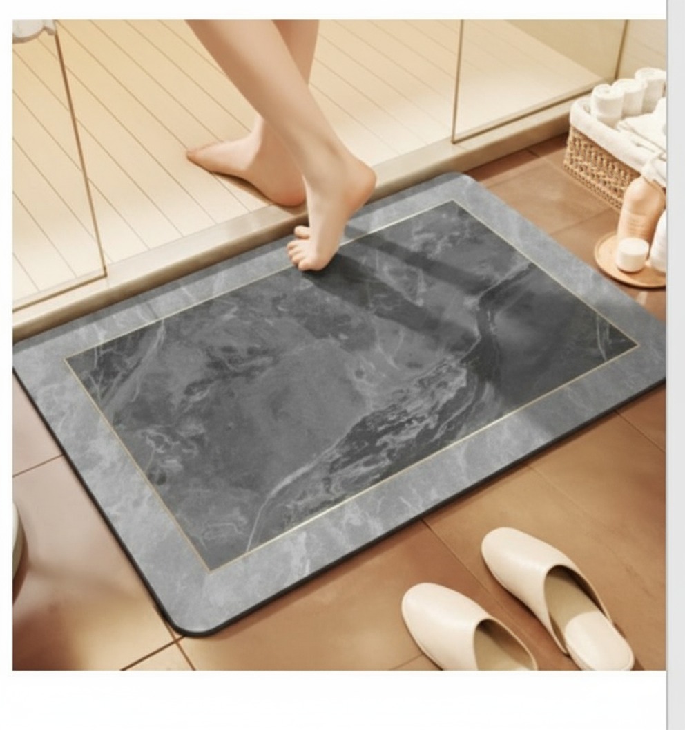 Quick Drying Water Soak Bathroom Mat Water Absorbent Door Mat Floor Mat, Doormat, Bathroom Carpet Cushion Mat (60 * 40 Square) Non-Slip Rug, Soft Microfiber