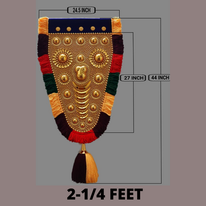 2 Feet Nettipattam (Caparison) 100% Handcrafted Polymer Gold Finish Wall Decor for Living Room by Skilled Kerala Artisans