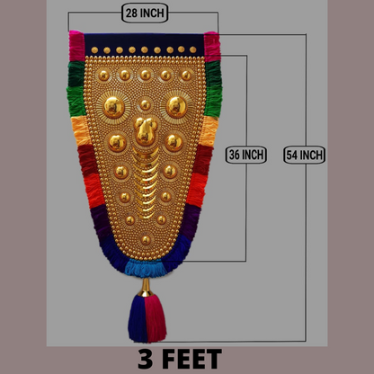 3 Feet Nettipattam (Caparison) 100% Handcrafted Polymer Gold Finish Wall Decor for Living Room by Skilled Kerala Artisans