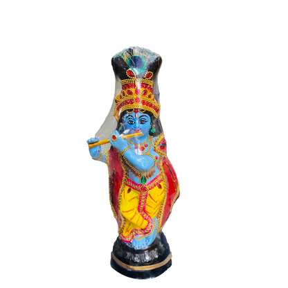 Sree Krishna Idols in Fiber with Flute and Complete Ornaments for House Warming Function.
