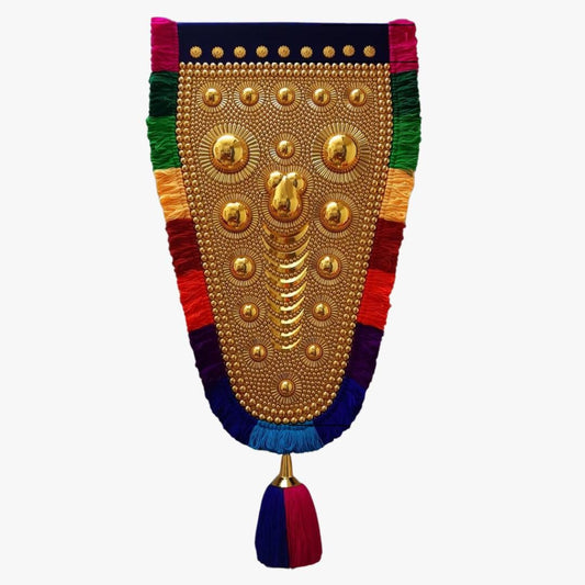 3 Feet Nettipattam (Caparison) 100% Handcrafted Polymer Gold Finish Wall Decor for Living Room by Skilled Kerala Artisans
